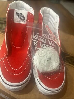 Vans Kids Red and White High-Top Sneakers